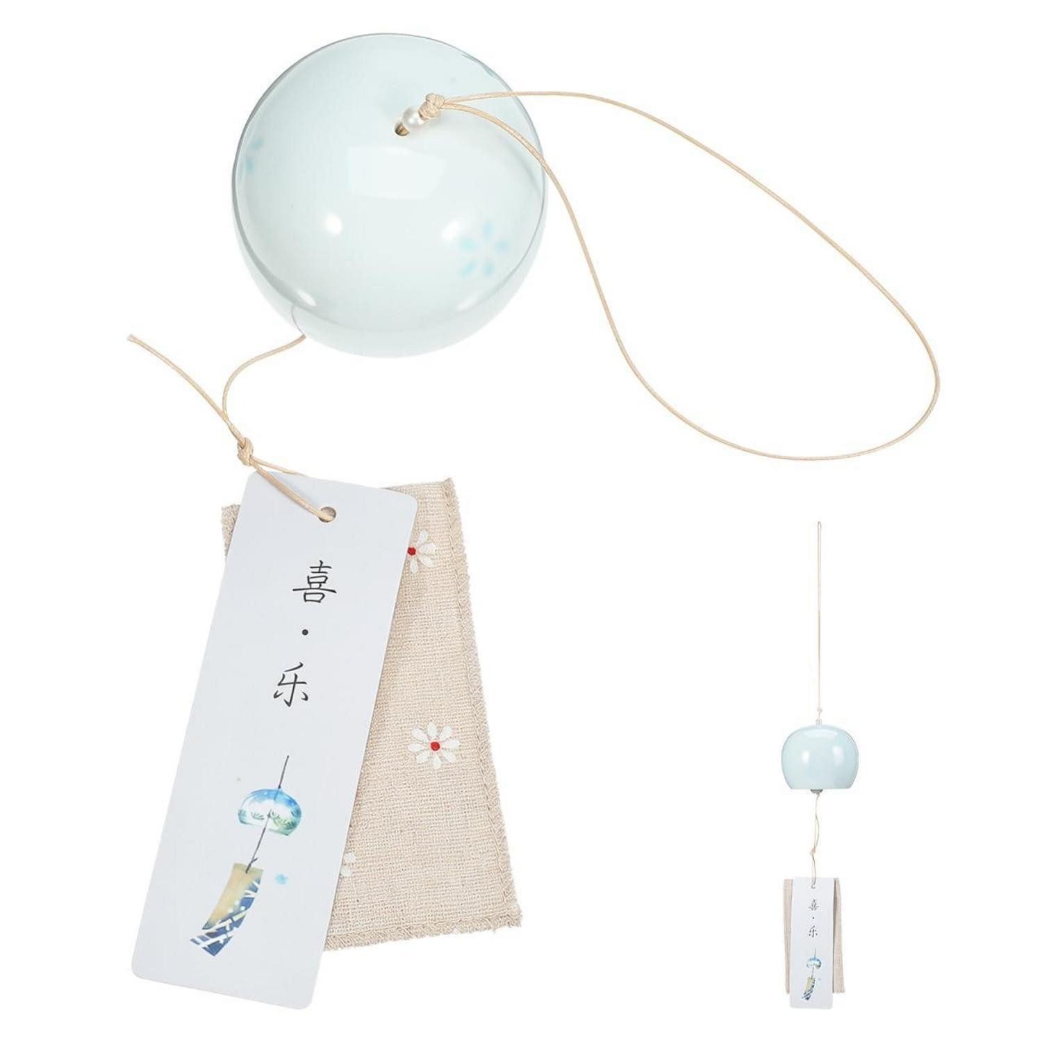 LuxusKollektion Windspiel Windspiel Keramik Kirschblüte Japan Deko Hellblau (1 St)