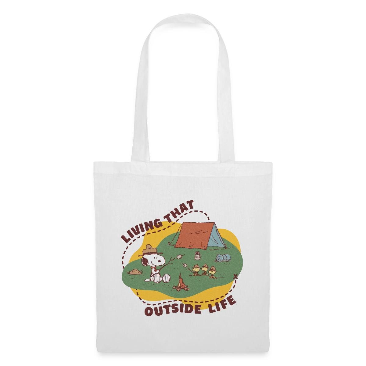 Spreadshirt Henkeltasche Peanuts Camping Living That Outside Life Stoffbeutel (1-tlg)