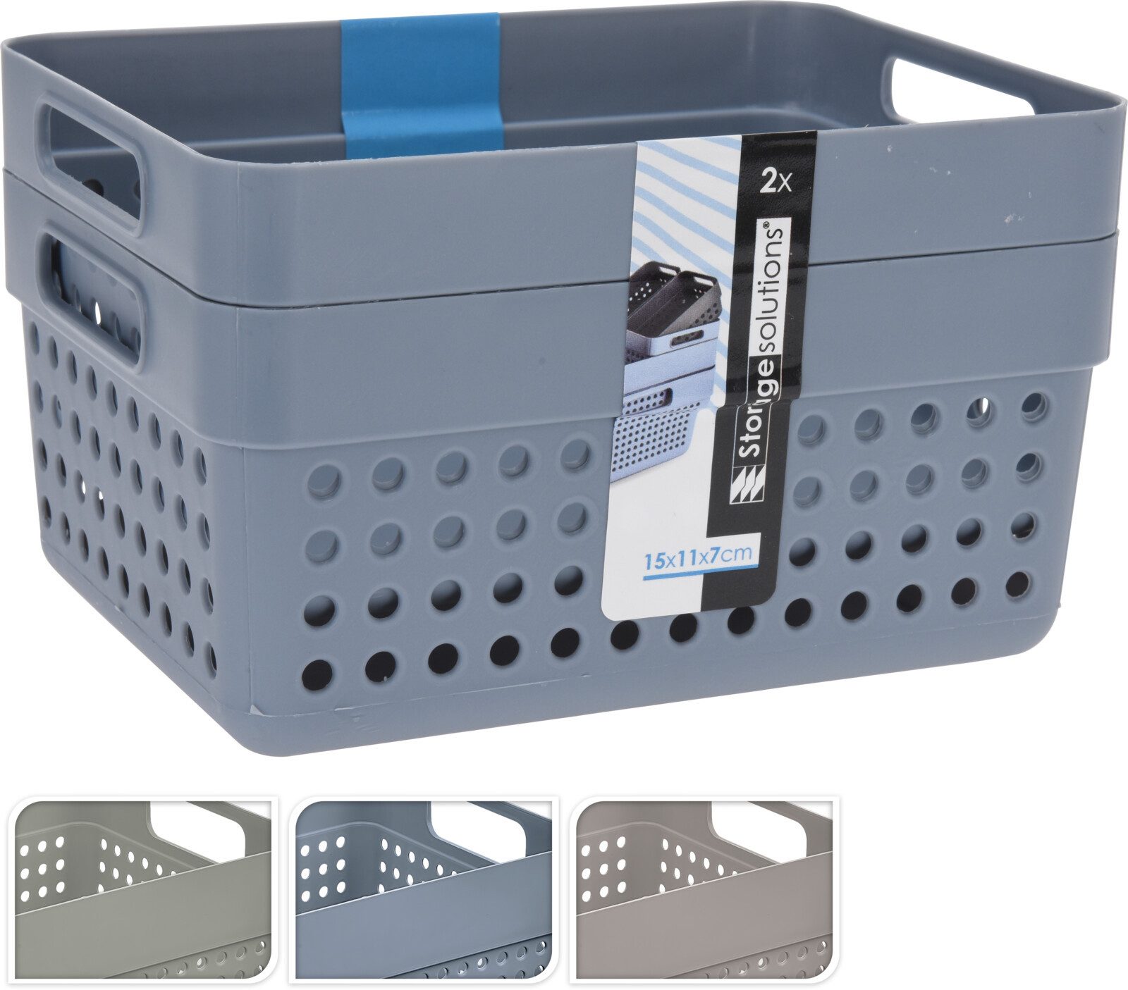 Koopman Aufbewahrungskorb 17x11x7cm Kunststoff 10 Tlg. Set (10 St), 10tlg, Ordnung, Grau, Tragegriffe, Kunststoff