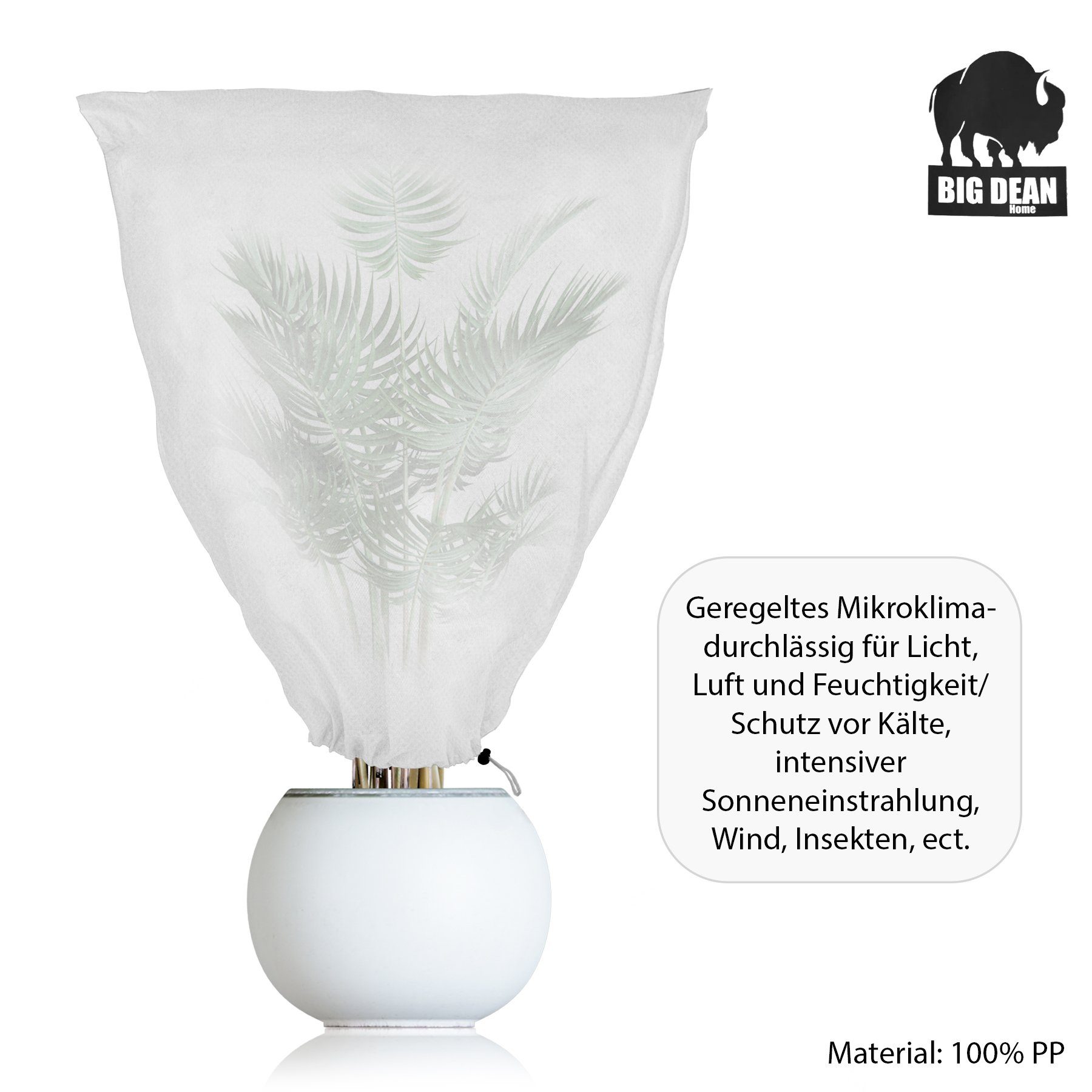 cm 150 Weiß Schutzhaube,(2-tlg) Kübelpflanzensack BigDean 110 x Set Schutzhaube 2er Winterschutz