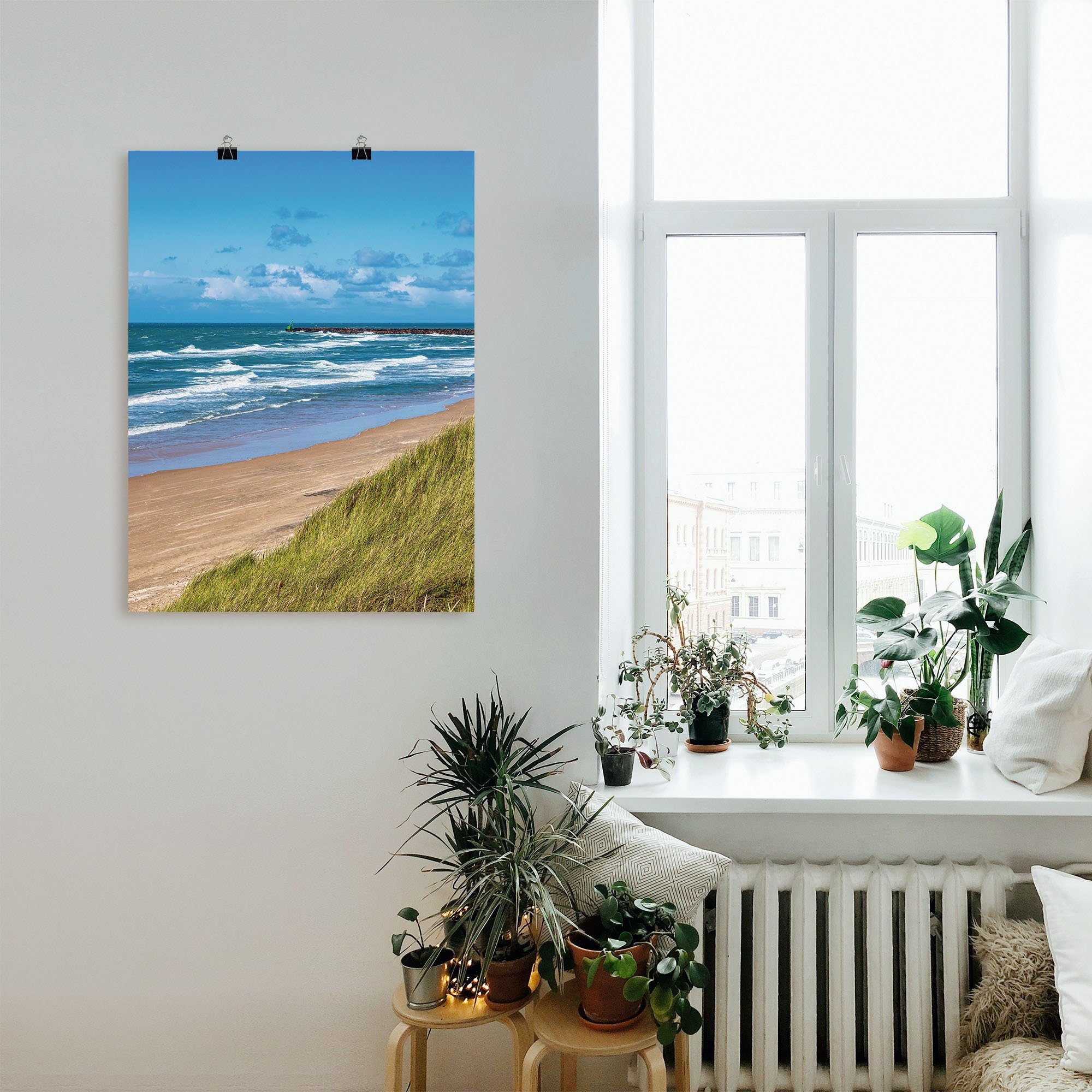 Wandbild Strand Leinwandbild, Artland Größen und (1 in St), Poster Küstenbilder versch. bei Dänemark, oder Wandaufkleber Alubild, Hirtshals als Düne