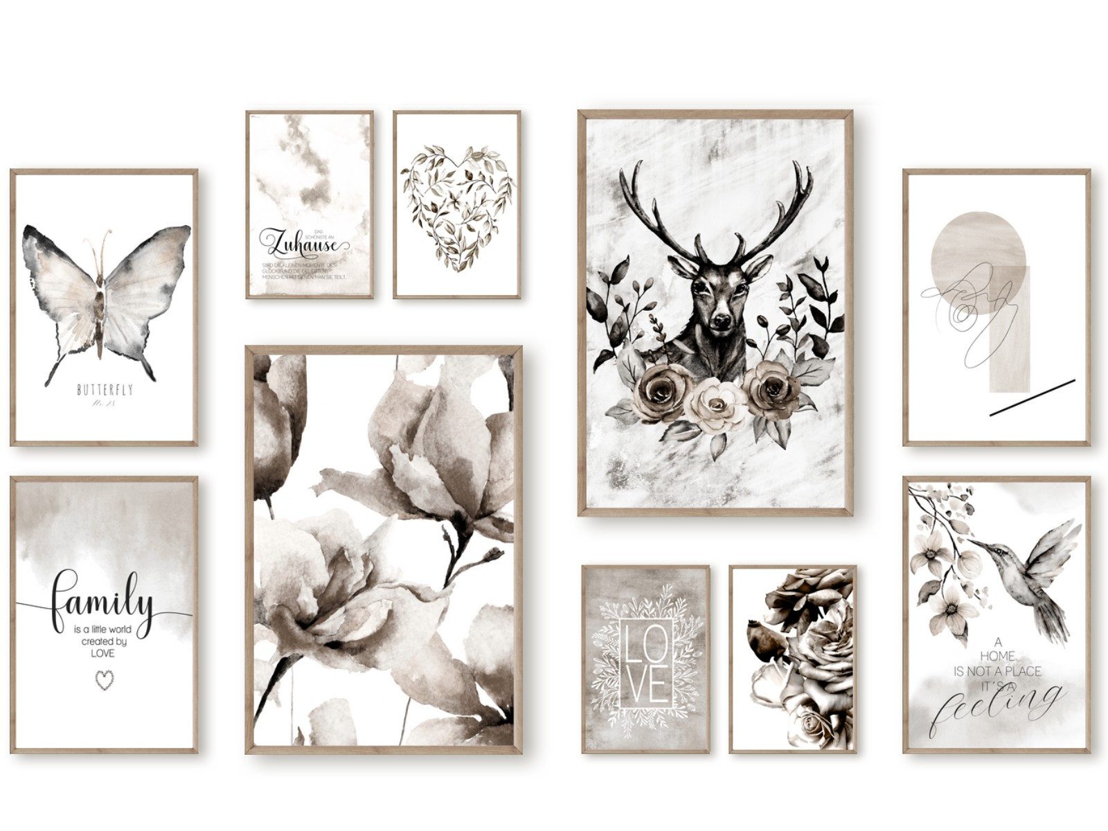 Poster Bilder Bilderset Bilderwand FAMILY IS A LITTLE WORLD CREATED OF LOVE