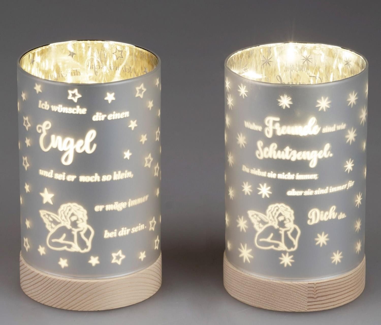 formano Nachttischlampe Sprüche, mit Timer, Silber, Motiv: Engel günstig online kaufen