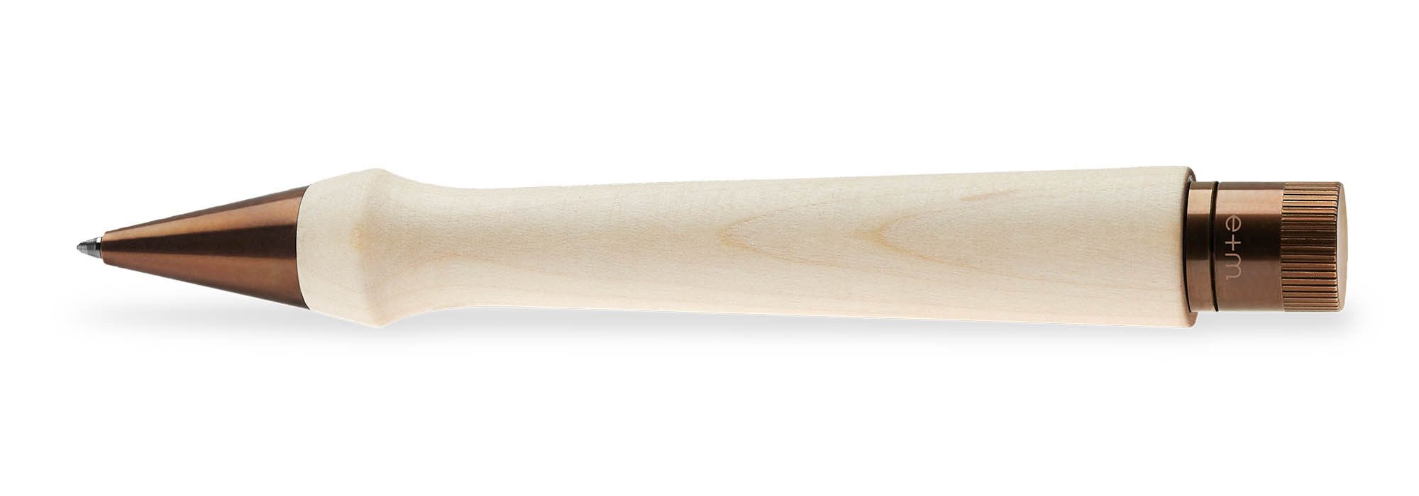 e+m Kugelschreiber ARROW, Handgefertigter Drehkugelschreiber aus Massivholz mit Metallakzenten