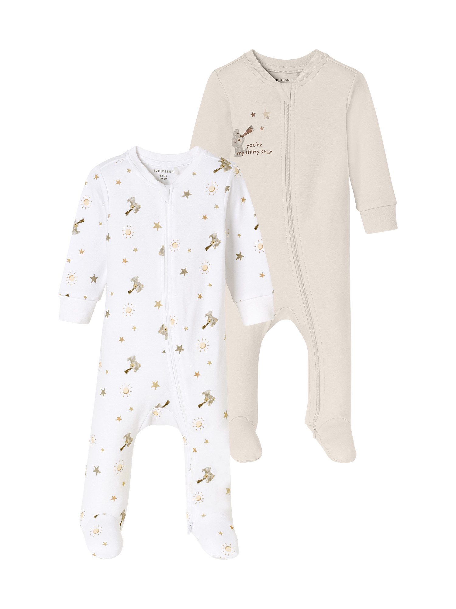 Schiesser Langarmbody Strampler (2-tlg) Body langarm, Longsleeve Bodysuit, Einteiler langarm