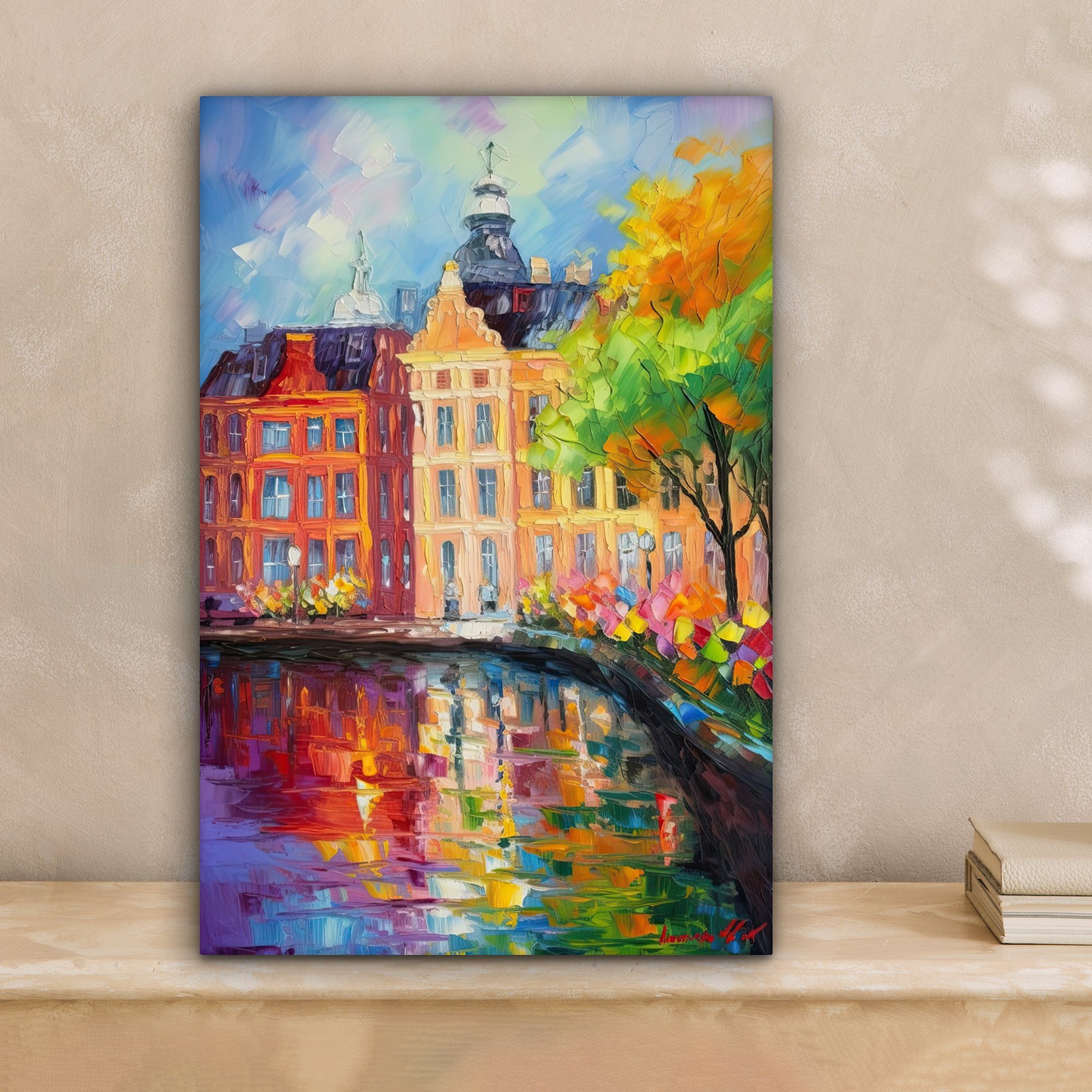 OneMillionCanvasses® Leinwandbild Ölfarbenoptik - Amsterdam - Kunst - Farbe günstig online kaufen