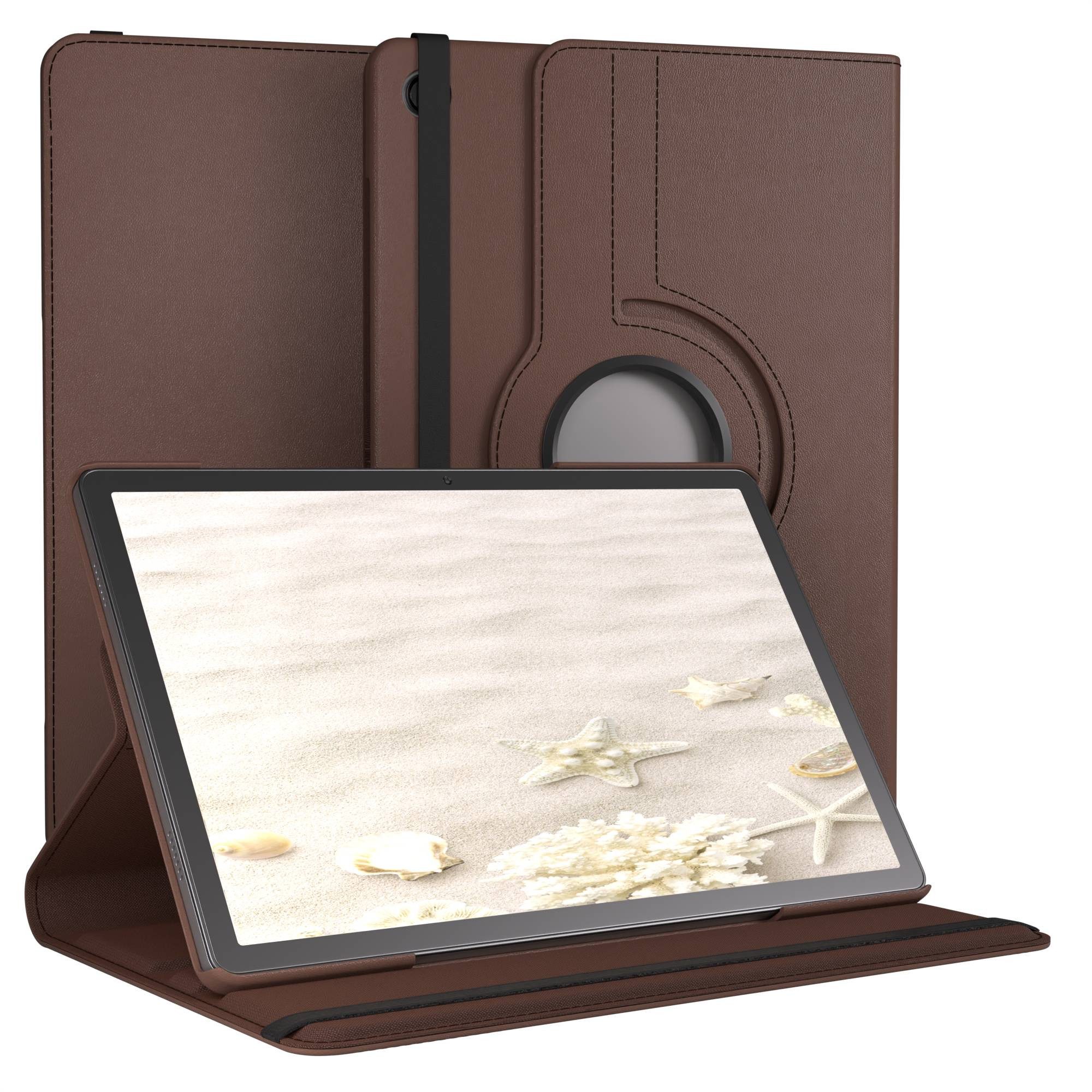 EAZY CASE Tablet-Hülle Rotationcase für Samsung Galaxy Tab A11 Plus 11 Zoll, Schutztasche Tablet Case 360 Rotation Bookcover zum Aufstellen Braun