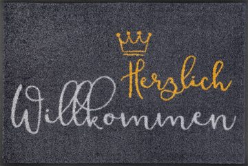 Fußmatte Willkommen Krone, wash+dry by Kleen-Tex, rechteckig, Höhe: 7 mm, Schmutzfangmatte, mit Spruch, In- und Outdoor geeignet, waschbar