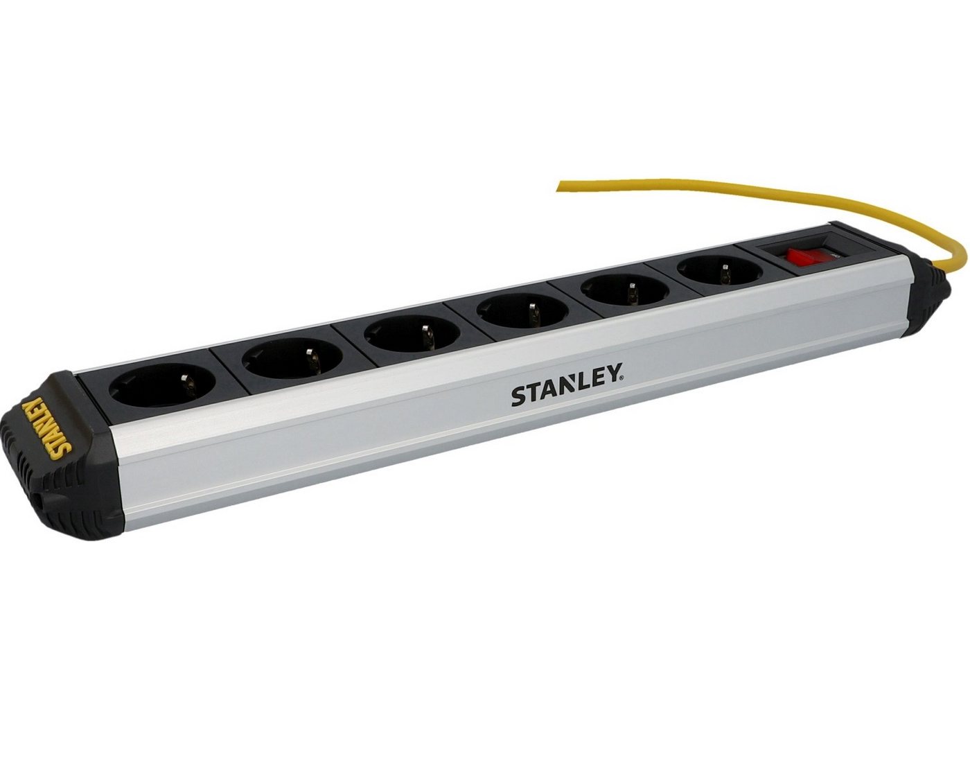 Thumbnail - STANLEY ALU Mehrfachstecker 6-Fach Schalter 3m Kabel Mehrfachsteckdose (IP20), Steckdosenleiste IP20 mit Schalter Mehrfa...