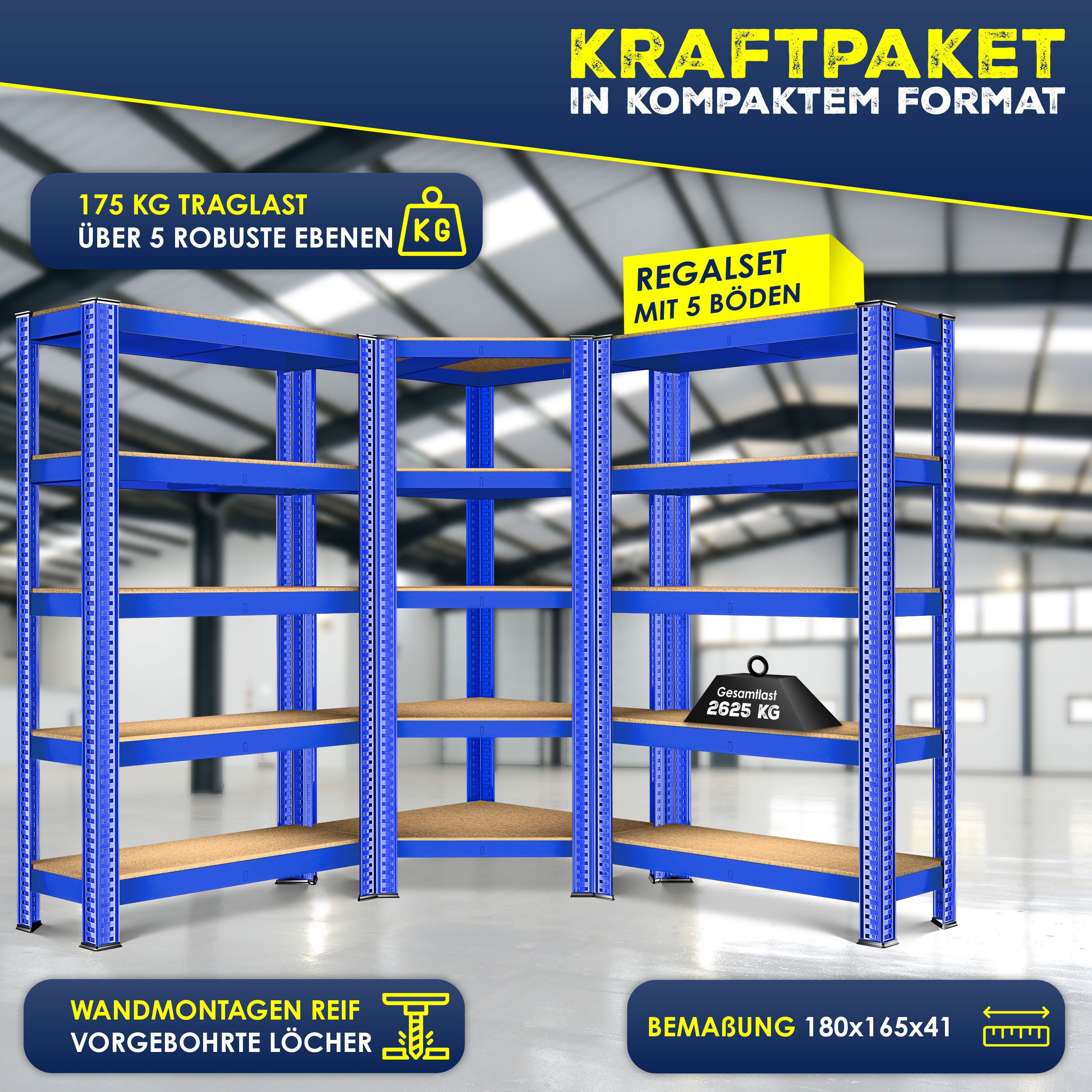MASKO Schwerlastregal, 3er Set Metall Regalsystem günstig online kaufen
