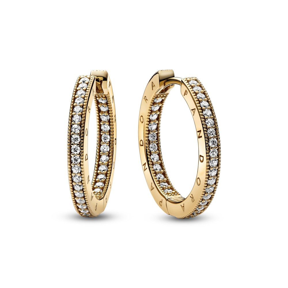 Paar Creolen Pandora Signature Logo & Pavé Ohrringe 262738C01