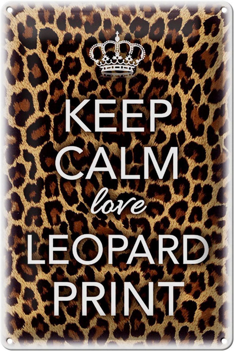 Metallschild Schild Blech 20x30cm - Made in Germany - Spruch Keep Calm love leopard