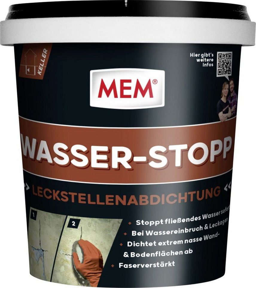 MEM Bauchemie Duschdichtung MEM Wasser-Stopp 1 kg, Materialbasis: Mischung  aus Zement, Calciumhydroxid und Sand