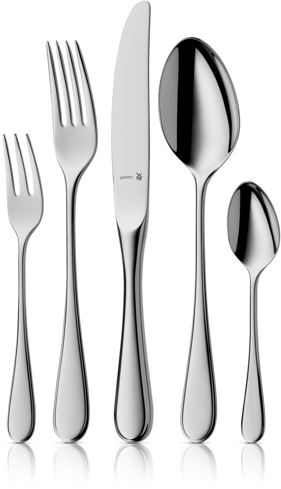 WMF Besteck-Set Kent Plus (30-tlg), 6 Personen, Cromargan® Edelstahl Rostfrei, ergonomisch, Cromargan protect
