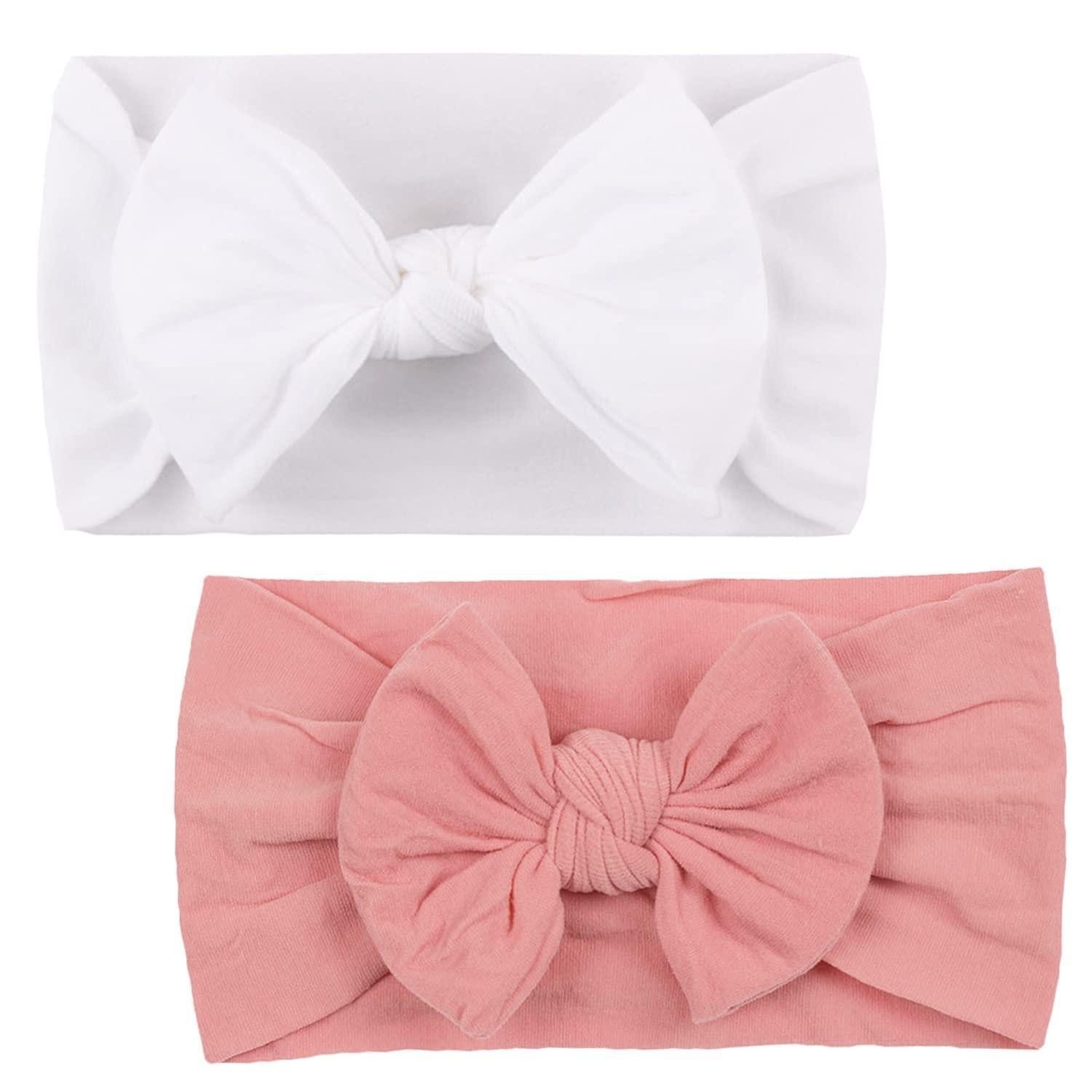 Haarband Stirnbänder Baby Nylon Schleife 2 Stück Nylon-Stirnbänder