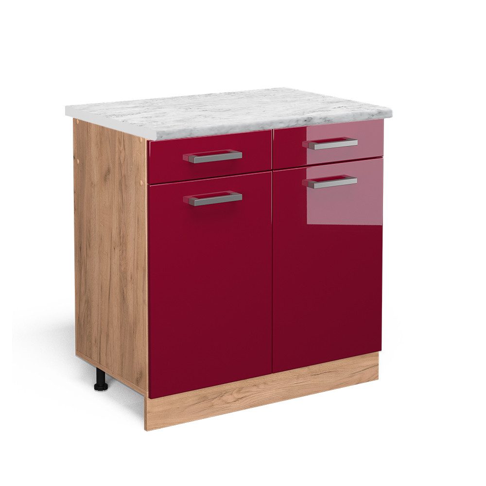 Vicco Unterschrank R-Line, Bordeaux Hochglanz/Goldkraft Eiche, günstig online kaufen