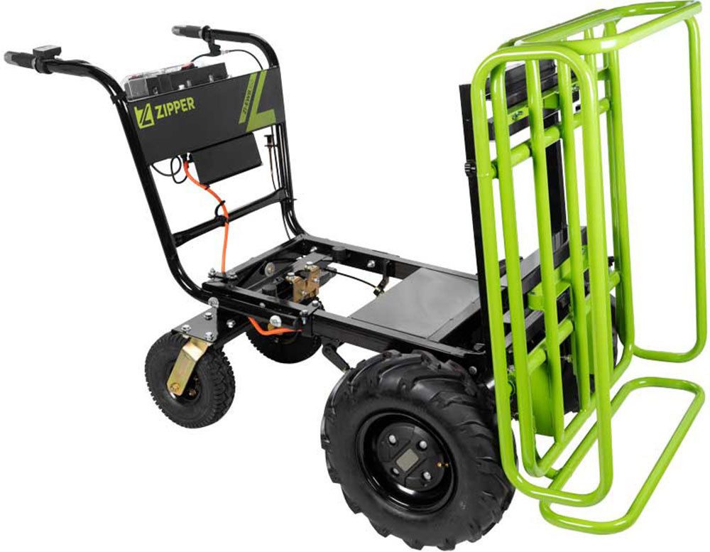 ZIPPER Motorschubkarre elektrische Schubkarre, 160 l, effizientes Arbeiten dank leistungsstarkem Li-Ionen-Akku