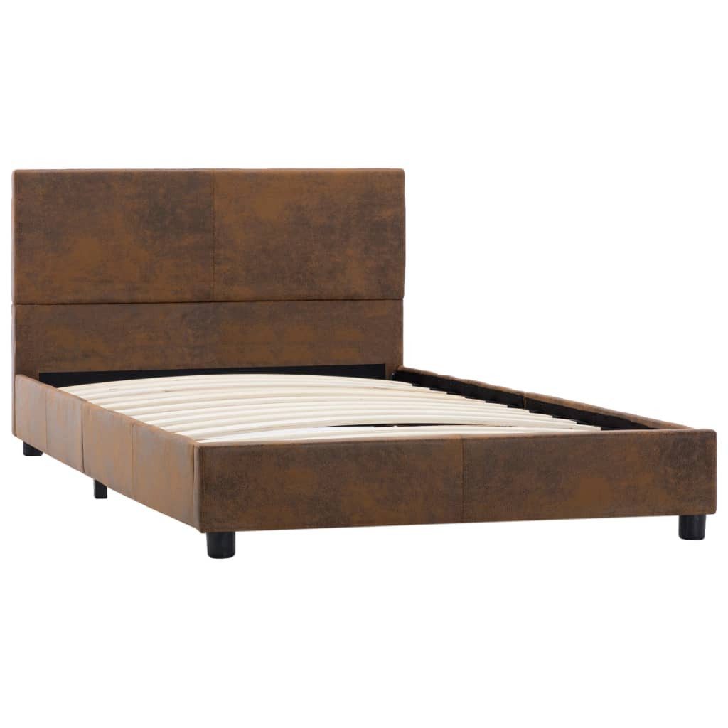 vidaXL Bett Bettgestell Braun Wildleder-Optik 90x200 günstig online kaufen