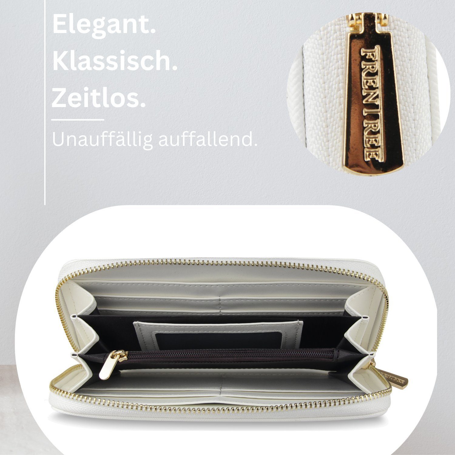 Portemonnaie Damen Frentree Geschenkbox mit RFID Geldbörse, Smartphonefach, Schutz, inkl. Weiß