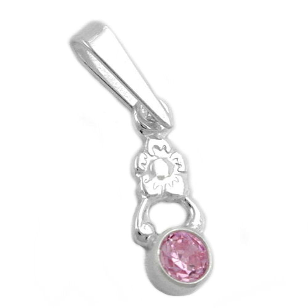 unbespielt Kettenanhänger Anhänger Blume Zirkonia pink 925 Silber, Silberschmuck für Damen
