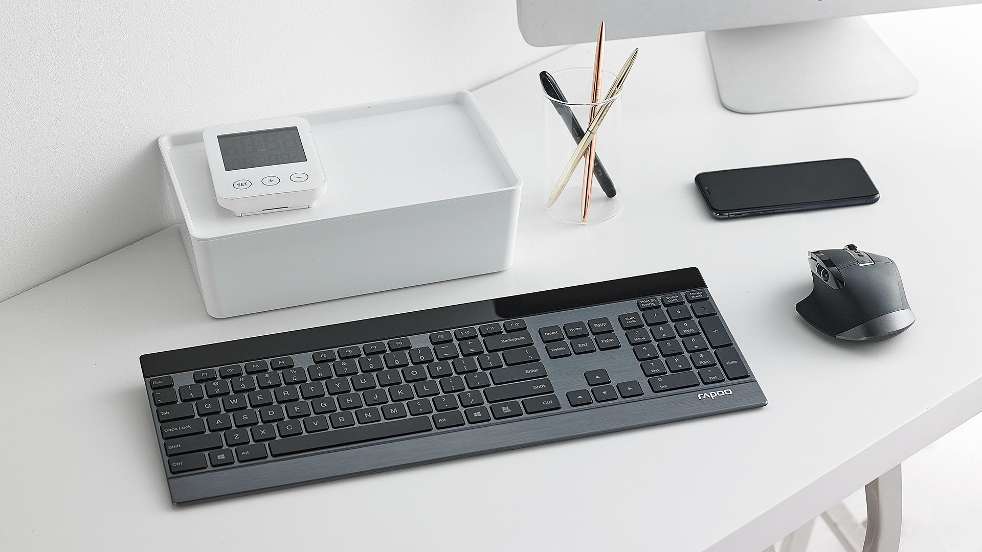 Rapoo 9900M - DE schwarzes Multi-Mode Desktop Set, Tastatur- und Maus-Set