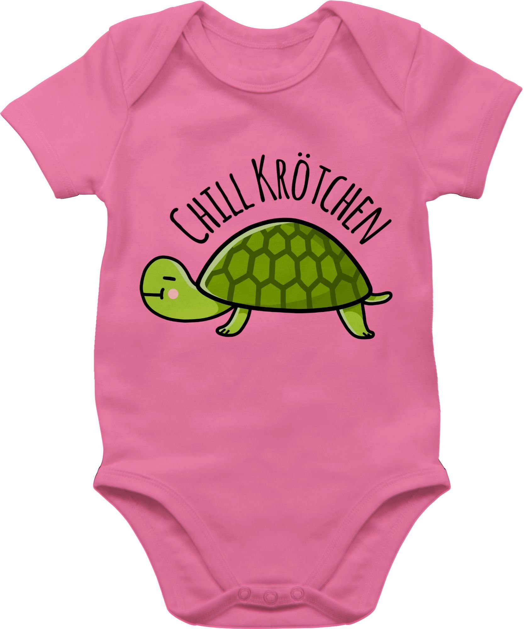 Shirtracer Shirtbody Chill Krötchen Schildkröte Tiermotiv Animal Print Baby 2 Pink