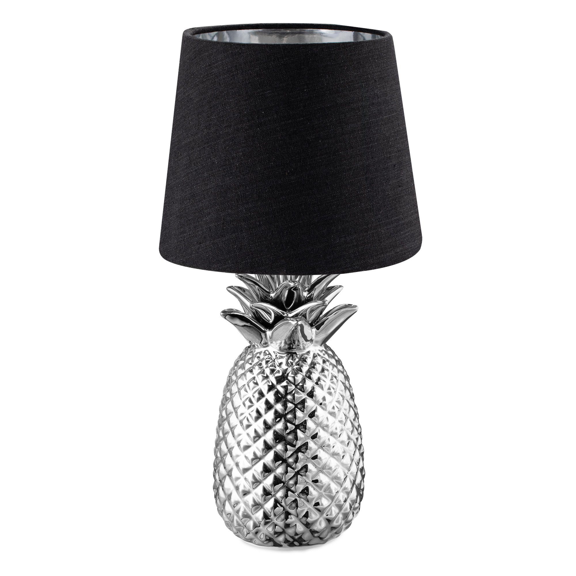 Navaris Tischleuchte Tischlampe Ananas Design - 35cm hoch - Dekolampe mit E14 Gewinde Silber