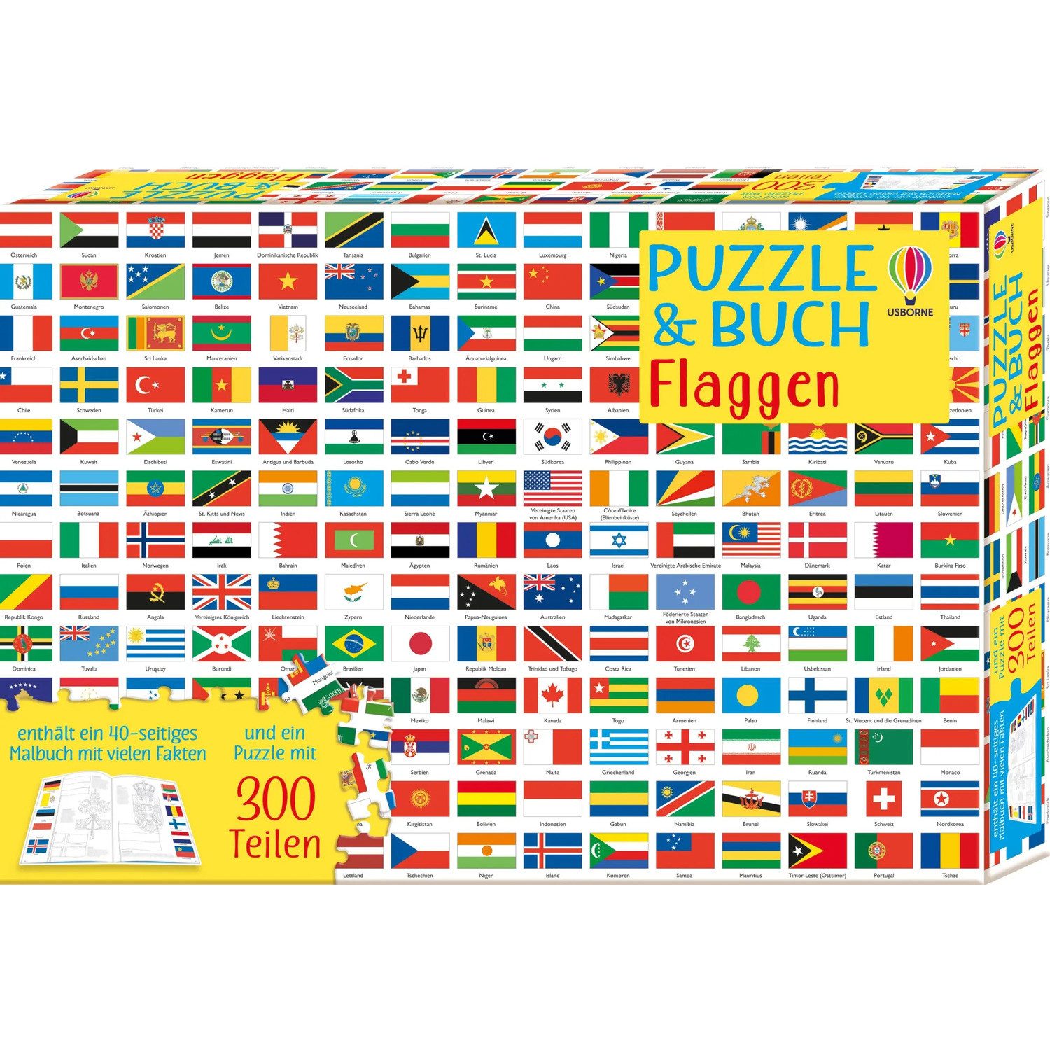 Usborne Verlag Puzzle Puzzle & Buch: Flaggen, 200 Puzzleteile