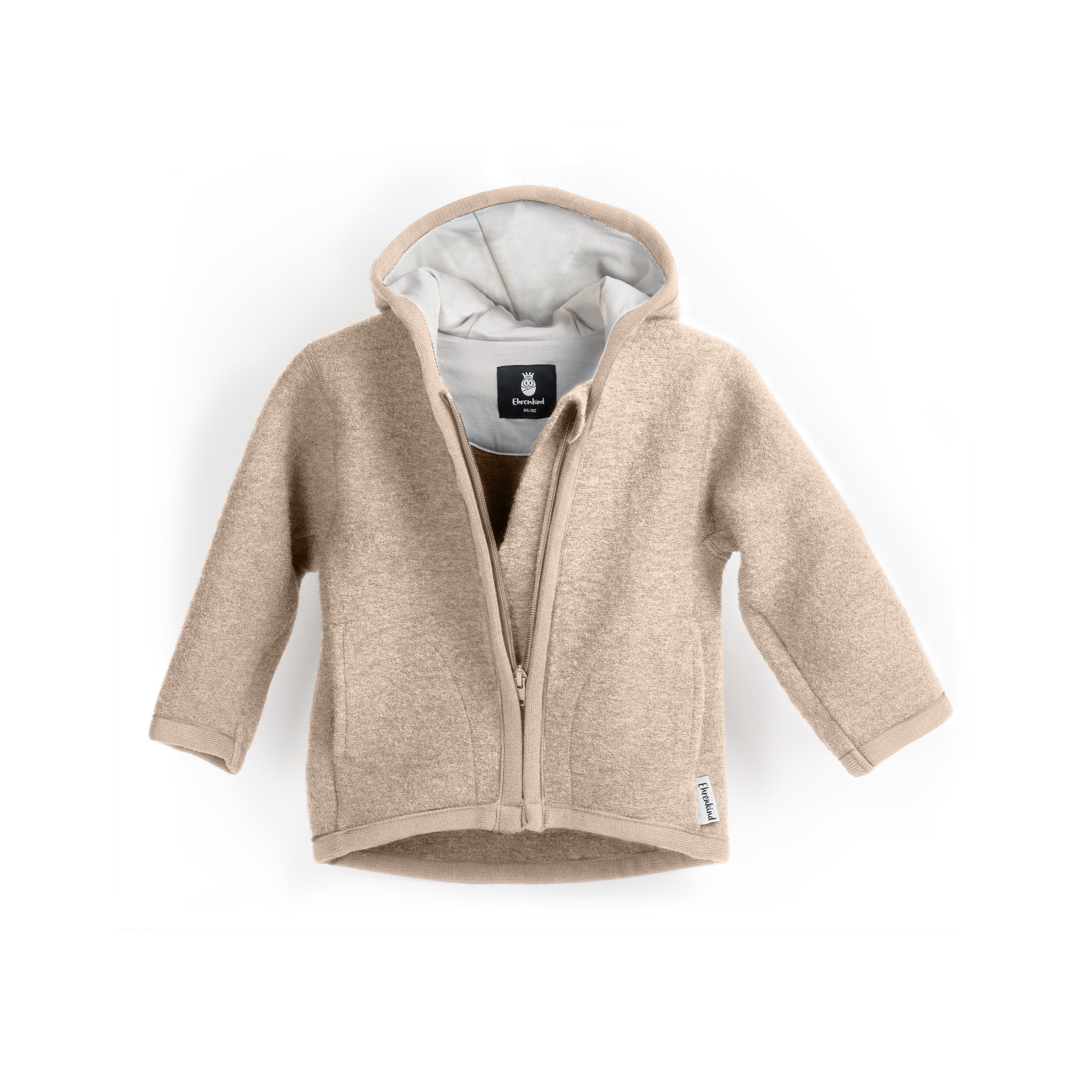 Ehrenkind Walkjacke, Jacke für Kinder aus Merino Schurwolle mit Reißverschluss (aus hochwertiger Walkwolle, atmungsaktiv und temperaturausgleichend) Jacke für Jungen und Mädchen