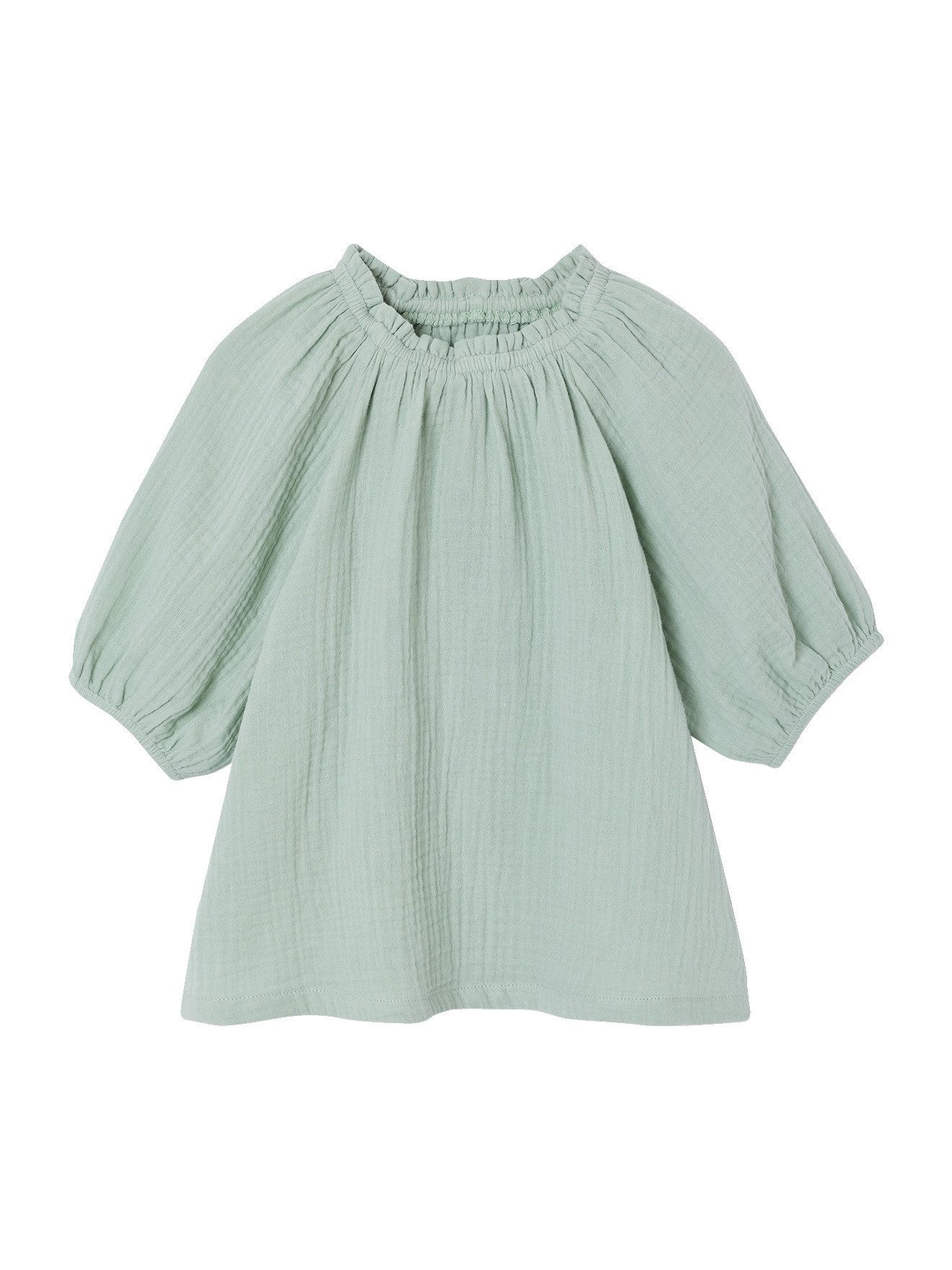 vertbaudet Kurzarmbluse Musselinbluse Mädchen mit Ballonärmeln