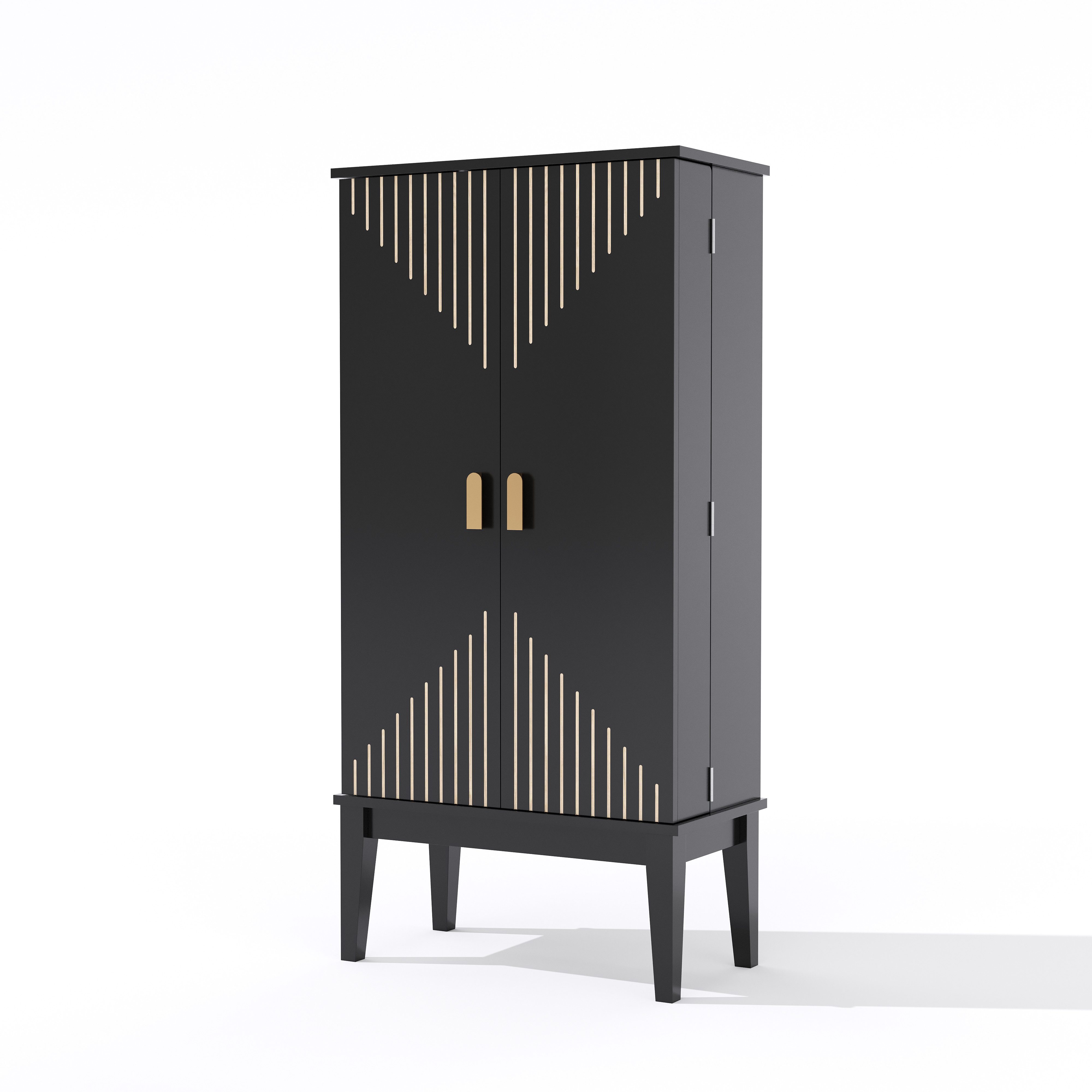 Yorbay Mehrzweckschrank Vintage Küchenschrank mit verbreitert Fundament&Kipp-Schutzvorrichtung Vintage-Stil Aufbewahrungsschrank, 120X59X30cm, Schwarz