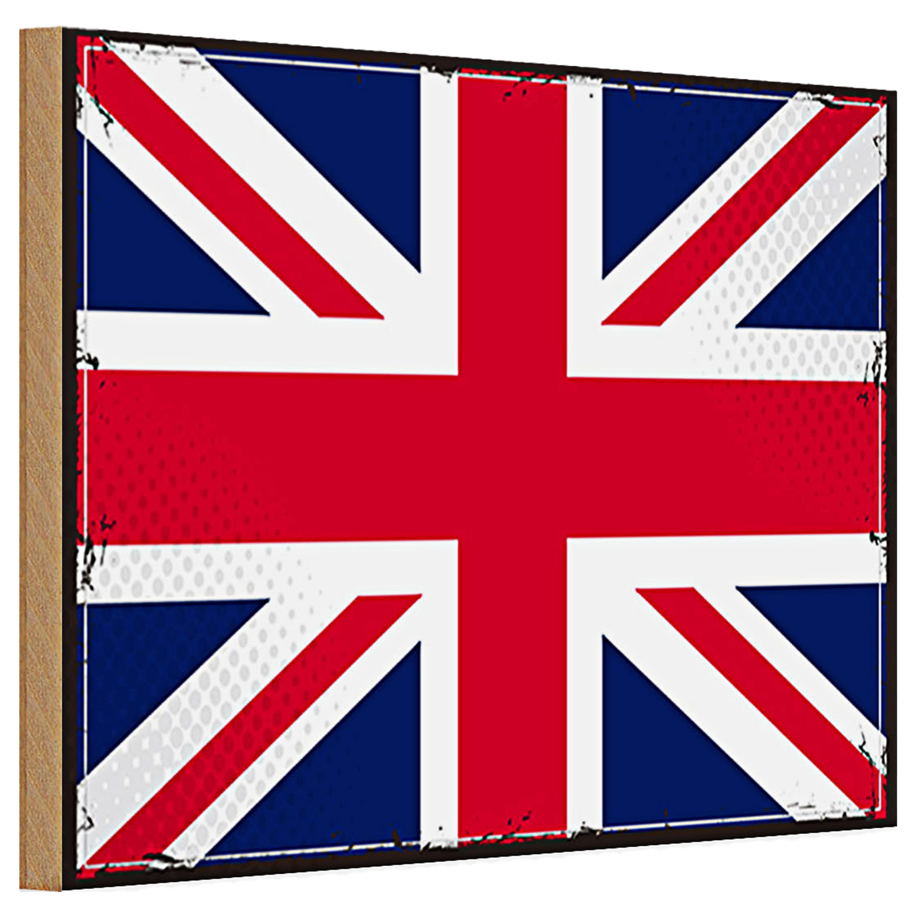 Roomando Holzbild Holzschild Flagge Union Jack 30x20cm Retro United Kingdom