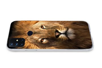 MuchoWow Handyhülle Löwe - Tiere - Schwarz - Hell - Braun - Porträt, Phone Case, Handyhülle OnePlus Nord N10 5G, Silikon, Schutzhülle