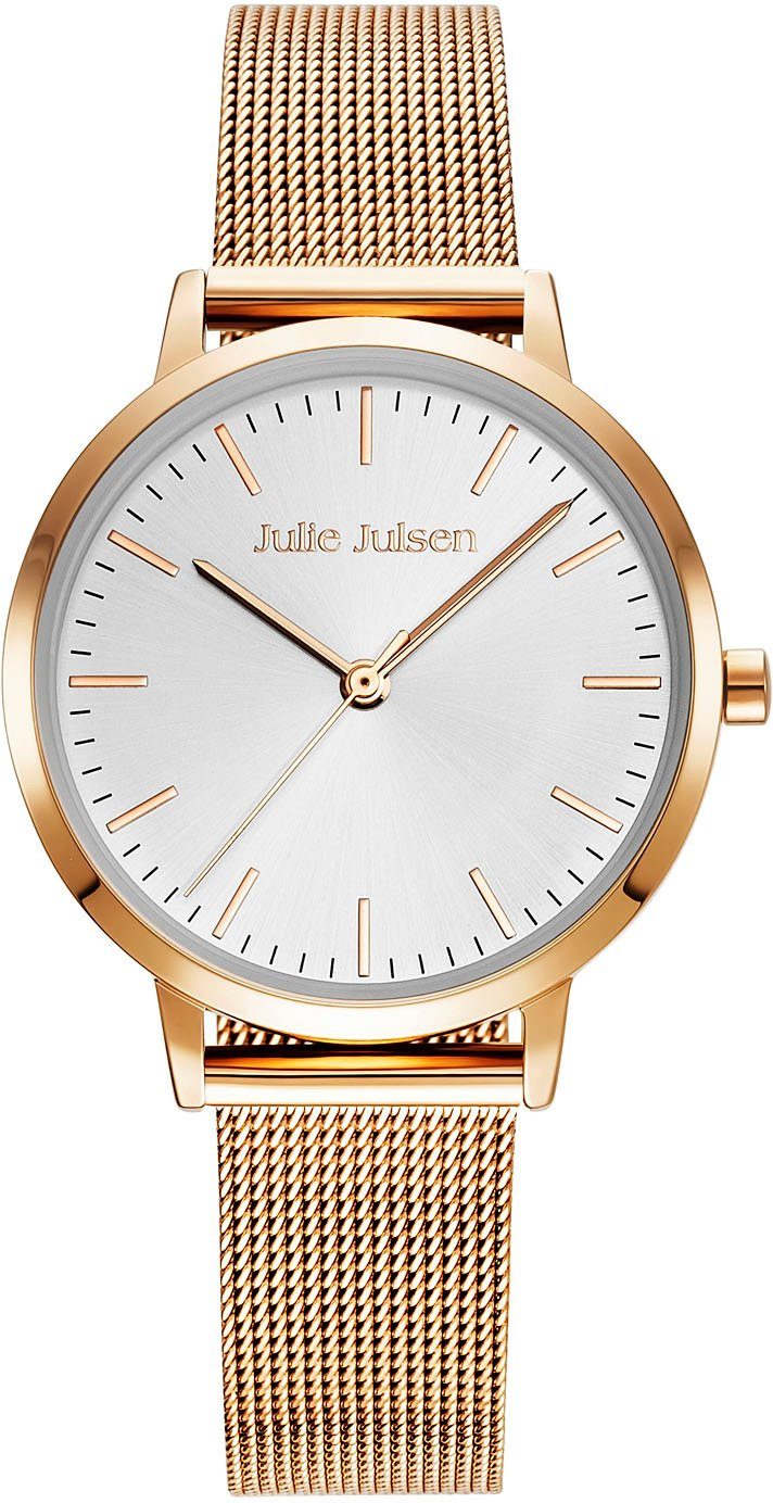 Julie Julsen Quarzuhr Julie Julsen Basic Line Rosé, JJW1027RGME, Armbanduhr, Damenuhr, Mineralglas