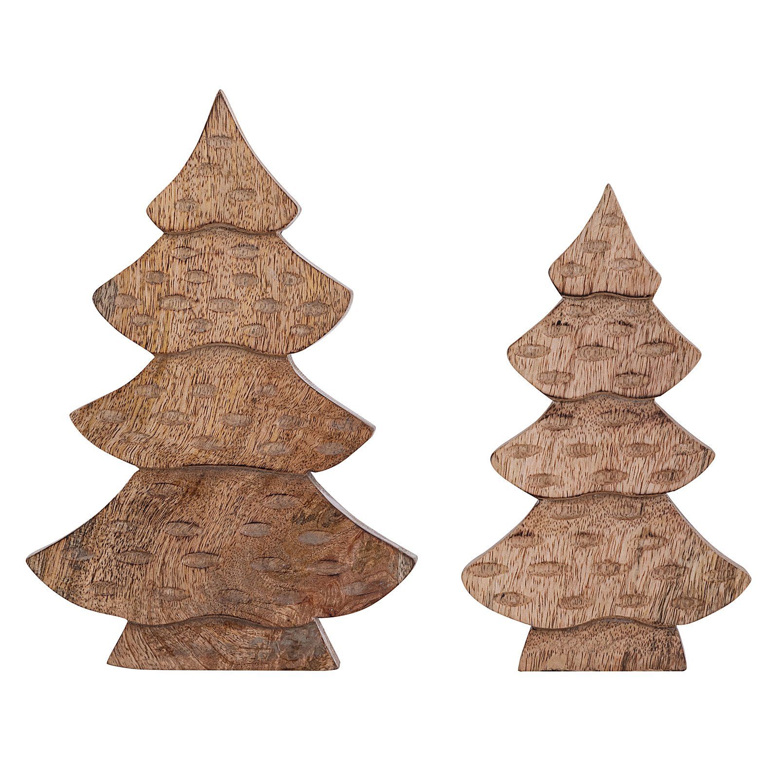 Casamia Dekoobjekt Dekofigur Baum 2er Set Holzfigur H23/20cm Weihnachtsdeko Mangoholz (2er-Set)