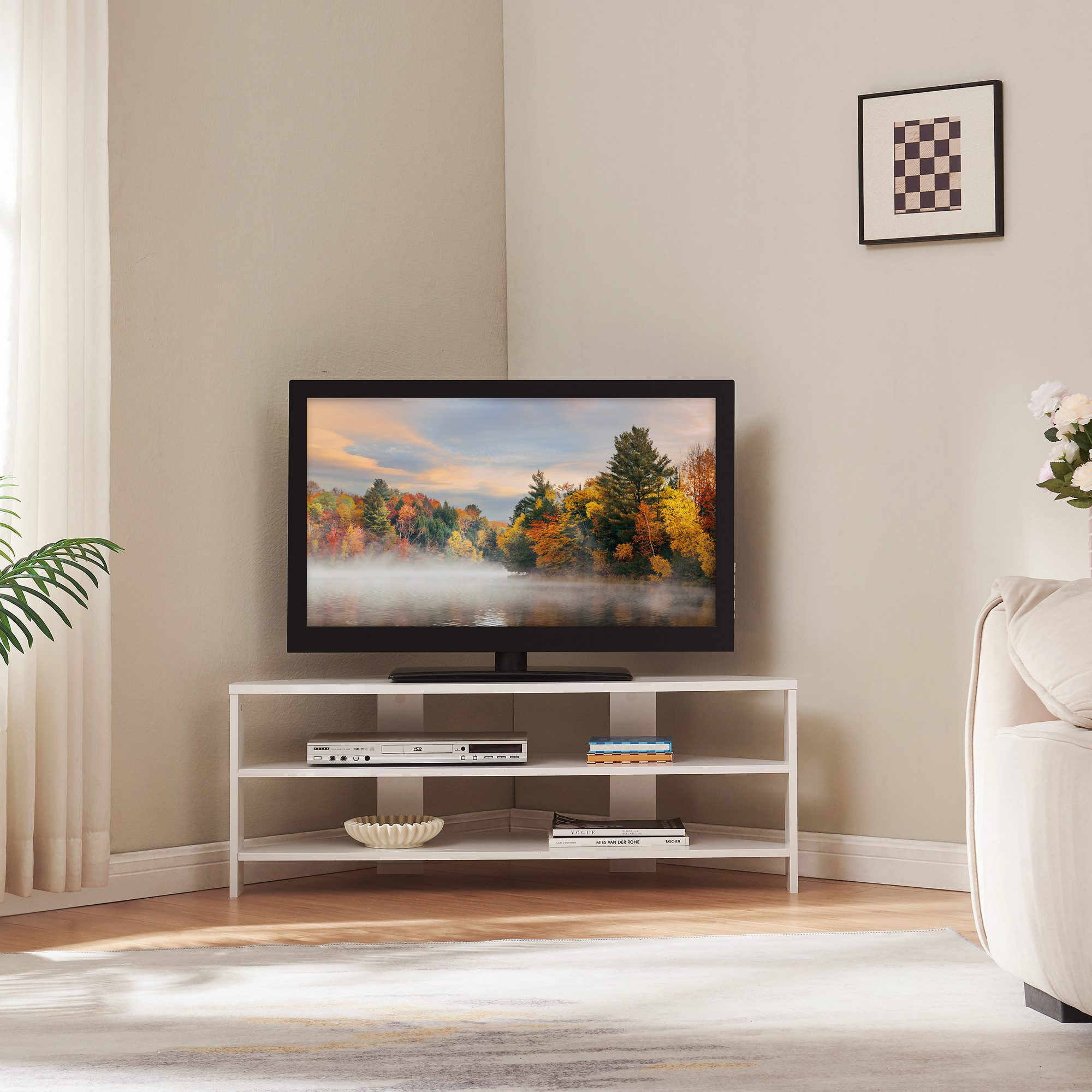 en.casa TV-Regal, »Berg« abgeschrägt 110 x 36 x 42 cm Weiß
