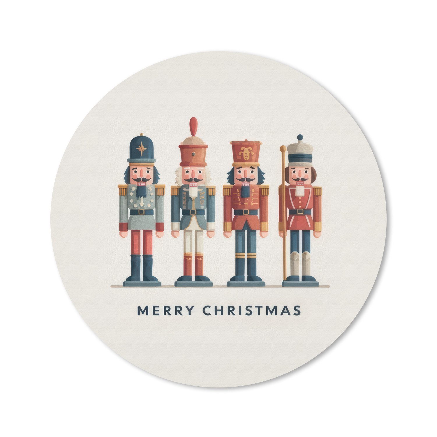 MuchoWow Mauspad Nussknacker - Minimalistisch - Weihnachten - Beige (1-St), Büro für Tastatur und Maus, Mousepad Gaming, Rund 20x20 cm