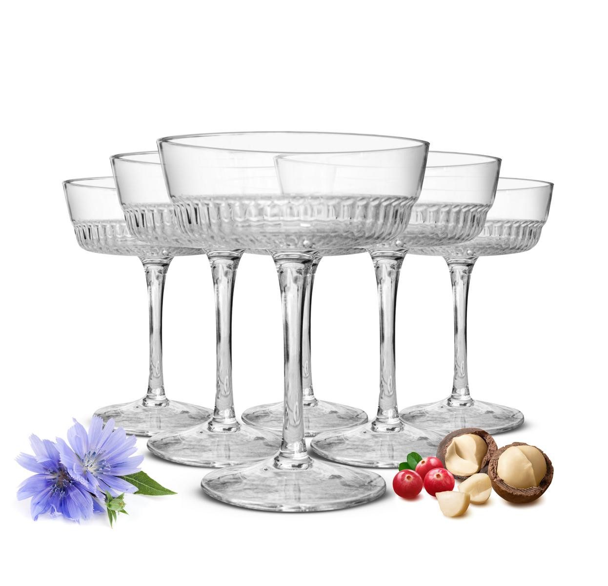 Sendez Martiniglas 6 Margarita Gläser Margarita Bargläser Cocktailgläser Relief, 6-tlg., Glas