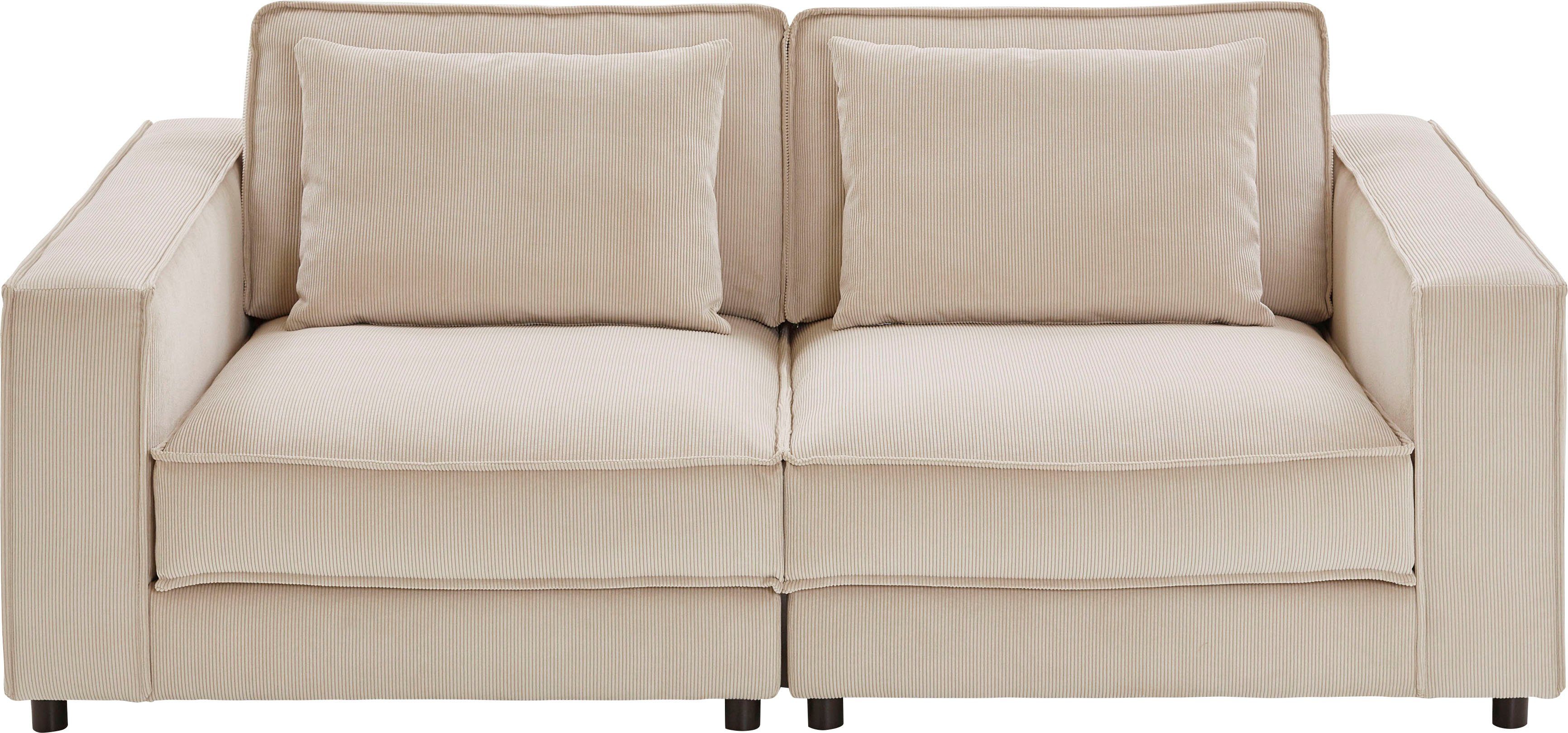 ATLANTIC home collection 2-Sitzer Valan, XXL-Sitzfläche, mit Cord-Bezug, frei stellbar, mit Wellenunterfederung