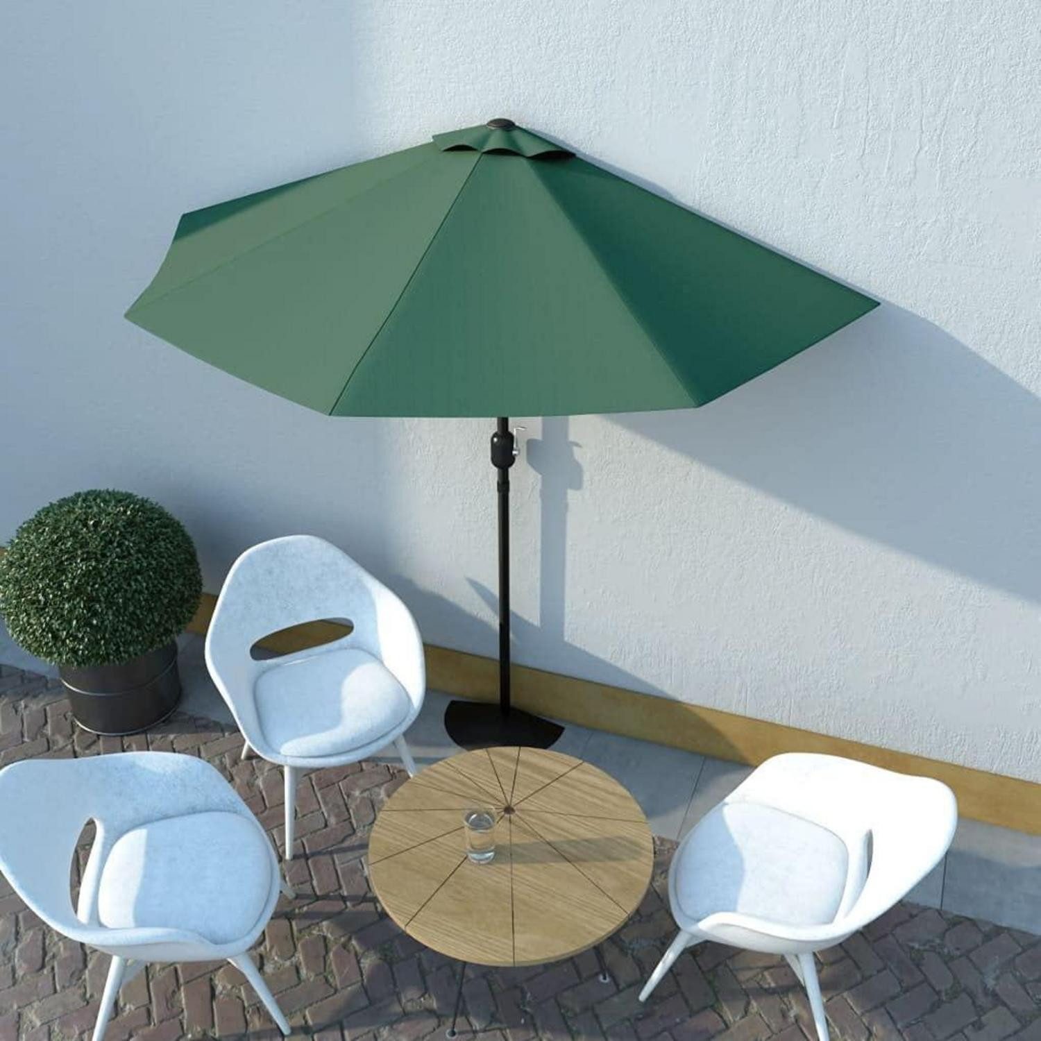 LuxusKollektion Balkonschirm Halbschirm Balkonschirm Kurbelschirm Grün 270x135cm