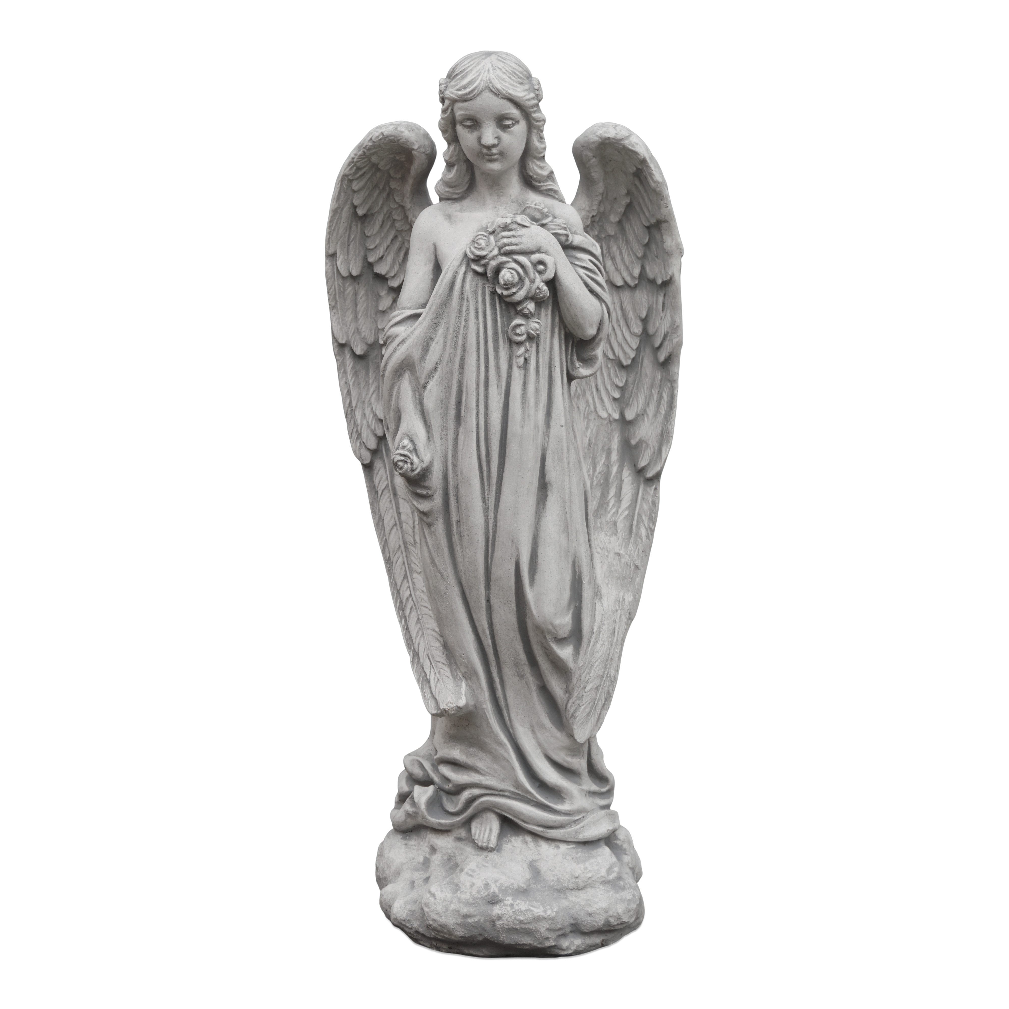 gartendekoparadies.de Gartenfigur Engel mit Flügeln, Grabengel, Steinfigur, H. 57 cm, 13 kg, Frostsicher