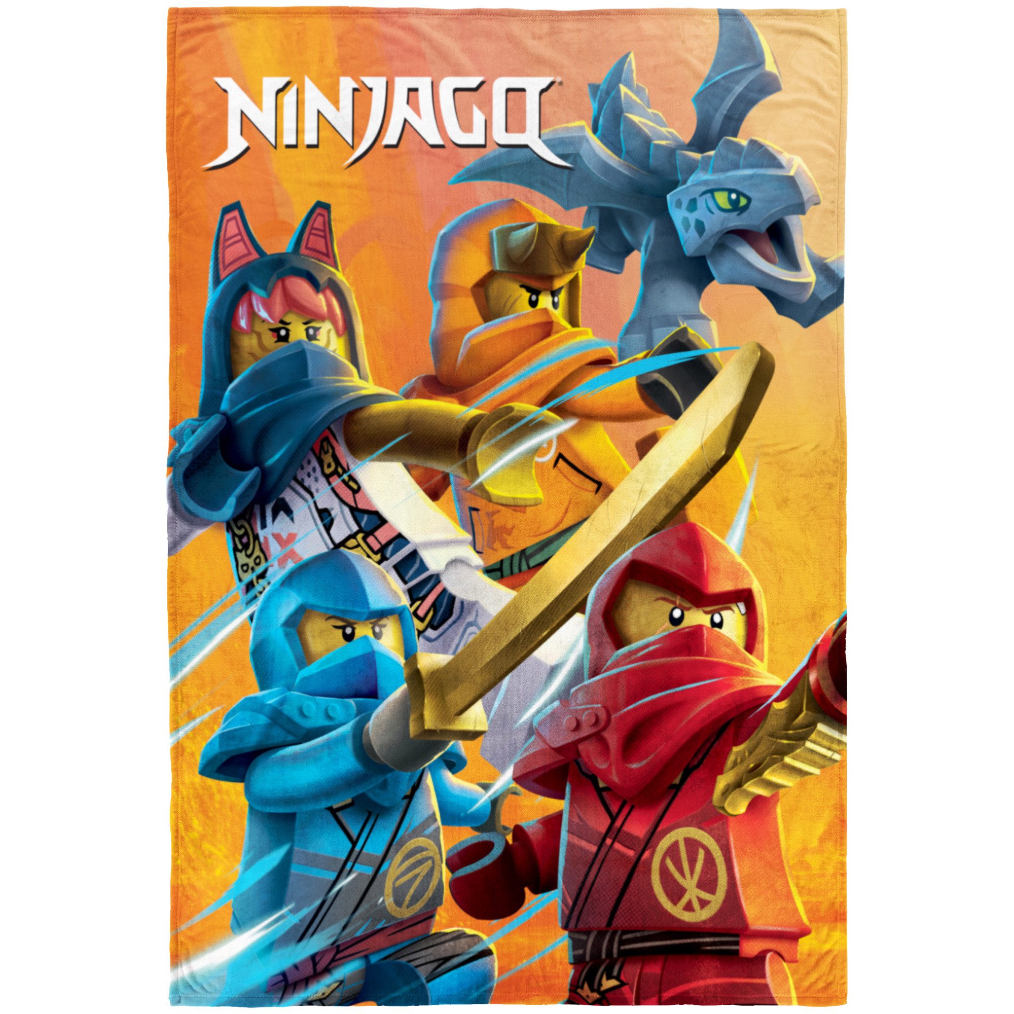 BERONAGE Tagesdecke LEGO Ninjago Kuscheldecke Rise of Shadows 150x200 cm Decke, passend zur Bettwäsche, ideal für Sofa, Couch, Bett, Auto, Camping