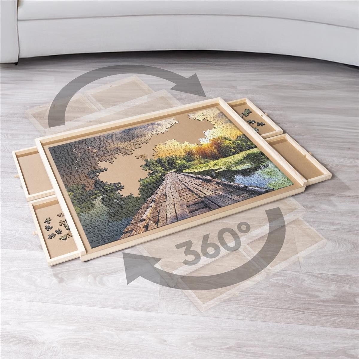 Bambelaa! Puzzlematte Bambelaa! Puzzletisch 1000 Teile mit Drehteller & Schubladen Holz