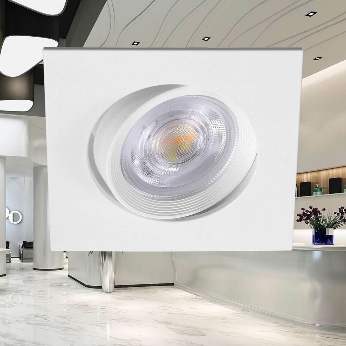 Braytron LED Einbaustrahler Eckig 7W Dimmbar Einbaustrahler schwenkbar 3in1 CCT Spot, LED fest integriert, Neutralweiß, Kaltweiß, Warmweiß, Energieeffizient, Flimmerfrei, Farbwechsel, Dimmbar, Schwenkbar