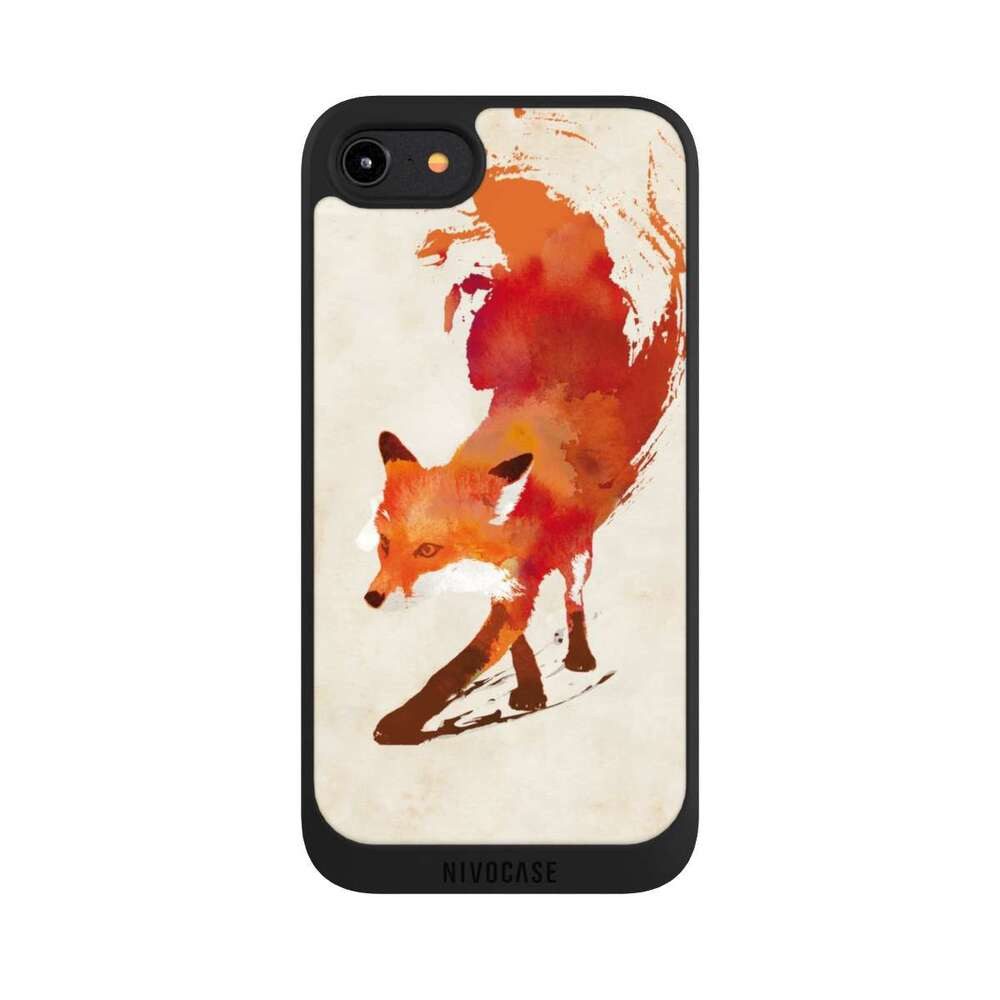 NIVOCASE Handyhülle Fuchs Graphic Herbst Vulpes Vulpes, Apple iPhone 8 Handyhülle Hülle NIVOpure Case Schwarz