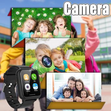 PTHTECHUS Smartwatch (1,54 Zoll), Kinder Telefon 7 Spiel Musik Schrittzähler Taschenlampen Wecker Kamera