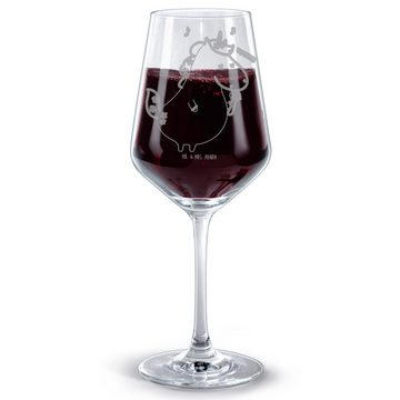 Mr. & Mrs. Panda Rotweinglas Einhorn Sänger - Transparent - Geschenk, Rotwein Glas, Einhörner, Spü, Premium Glas, Stilvolle Gravur