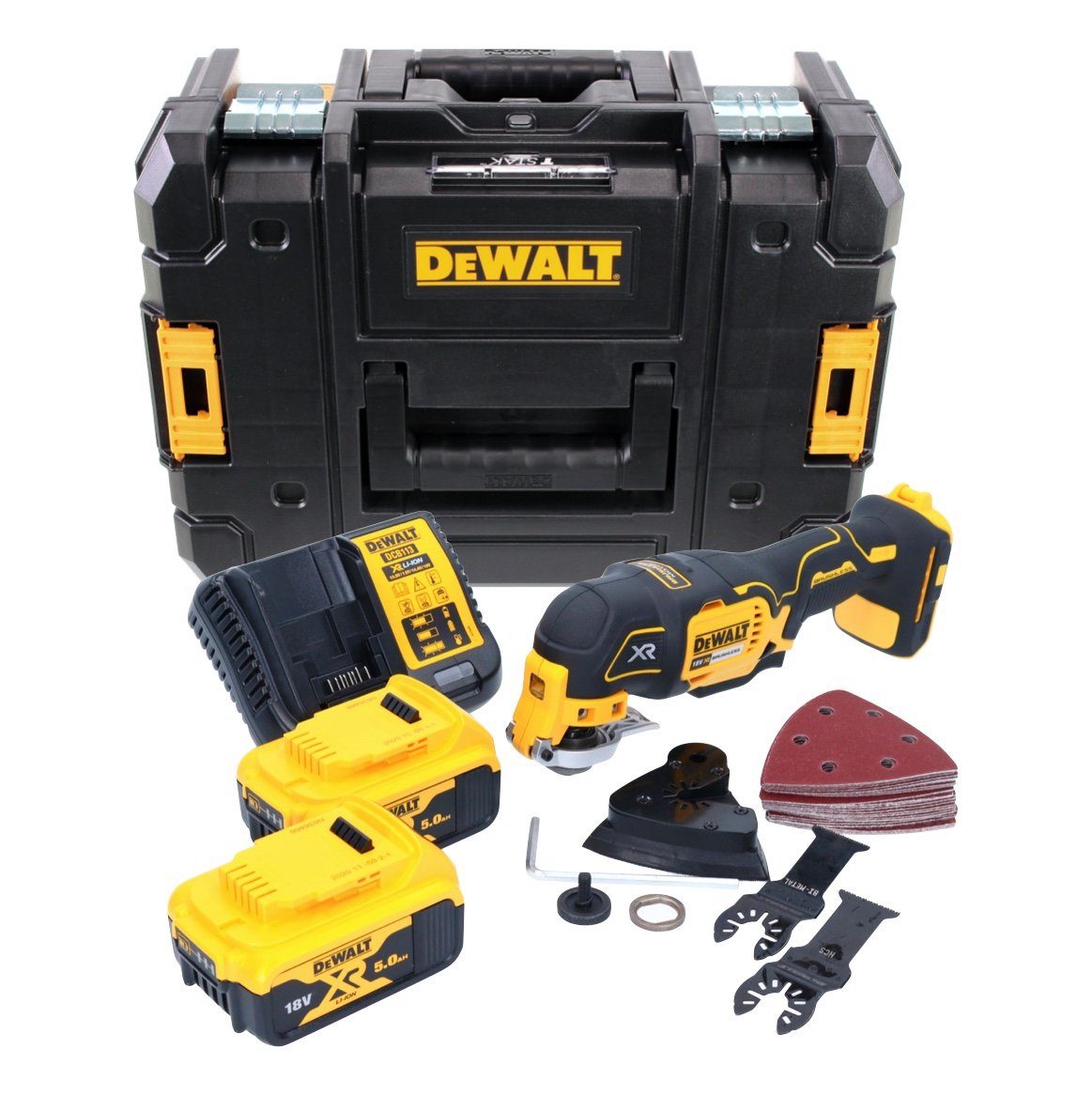 DeWalt Akku-Multifunktionswerkzeug DCS 355 P2 Akku Oszillierer Multitool 18 V Brushless + 2x Akku 5,0 Ah