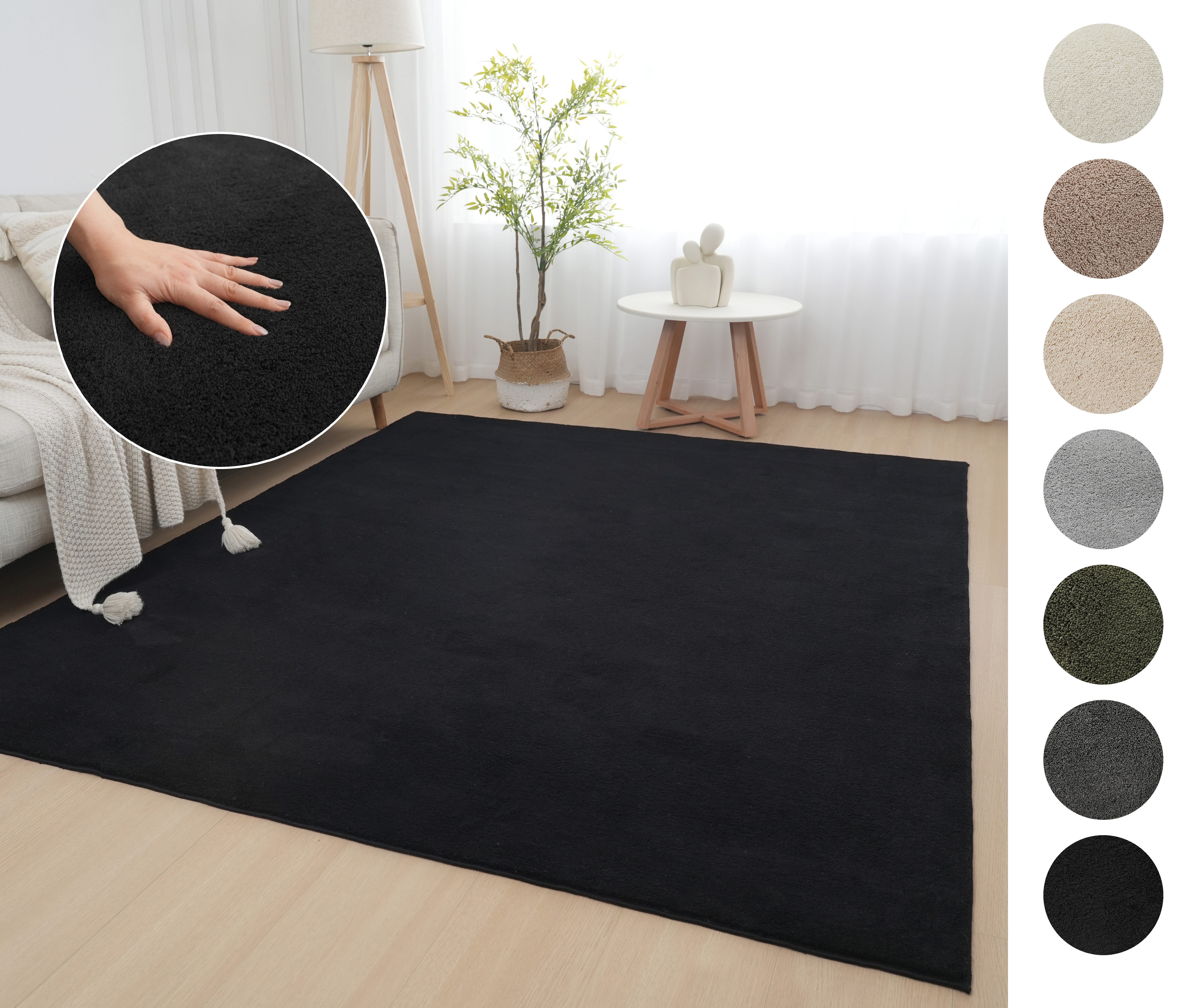 OTTO home Teppich Cali, in Standard- und Premium-Qualität, 13 mm oder 16 mm Höhe, rechteckig, Uni-Farben, kuschelig, & weich, waschbar, Wohnzimmer, Schlafzimmer