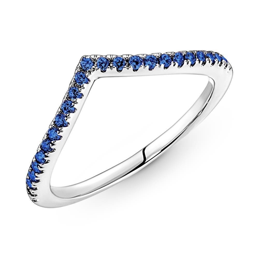 Pandora Fingerring Wishbone Damenring von PANDORA aus 925er Silber mit blauen Zirkonia
